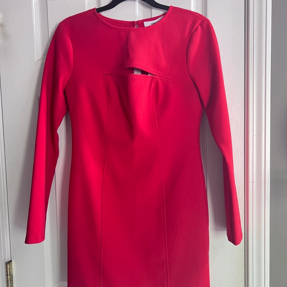 Likely "Keller" cocktail dress with slit detail at chest. - Picture 2 of 5